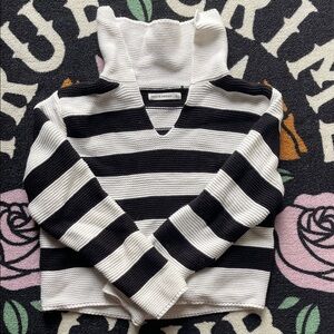 moon & madison Black and White Cowl Neck Sweater